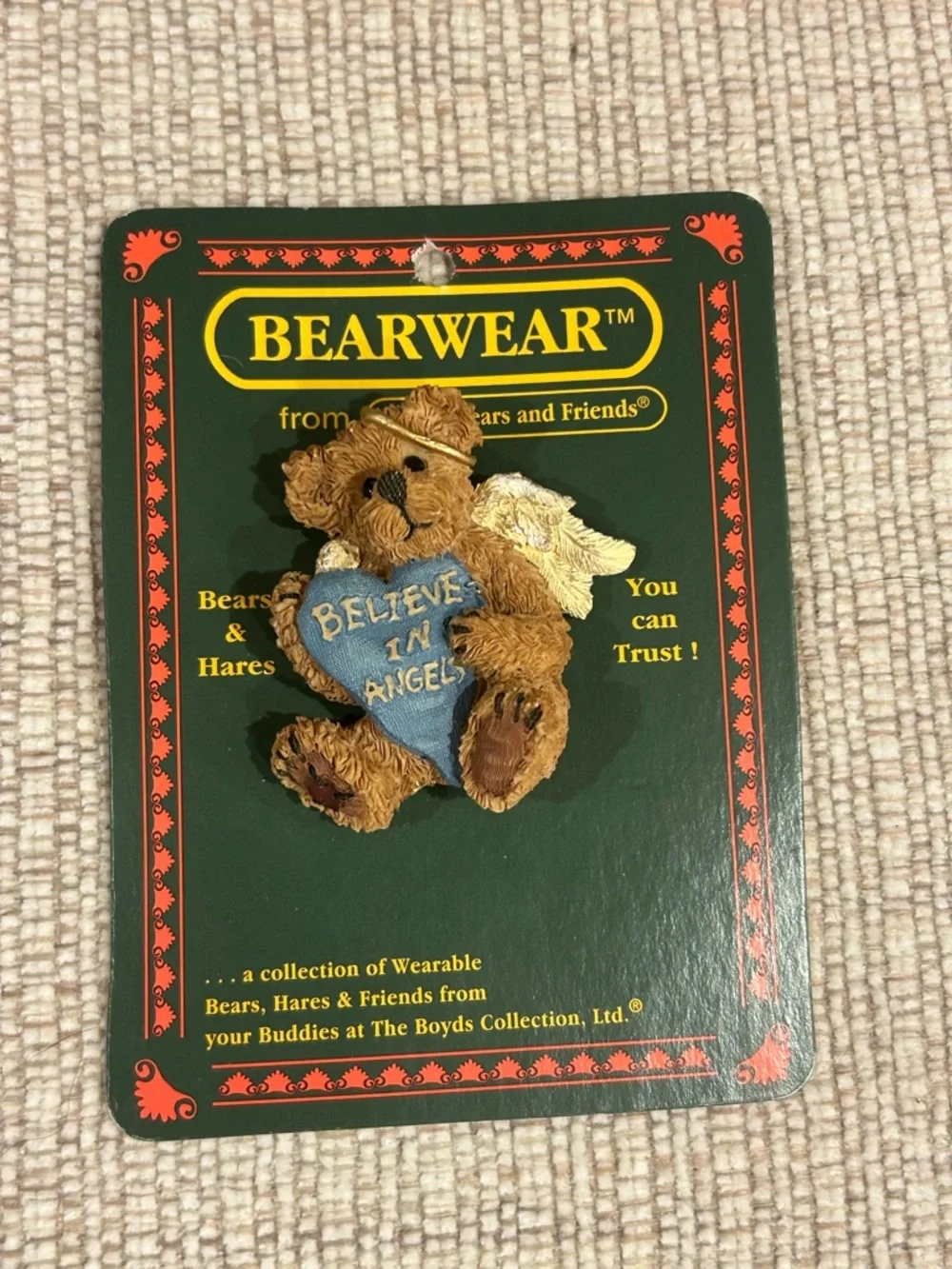 3 Vtg Boyds Bear Bearwear Resin Pins  Angel, Sunflower & Winter coat